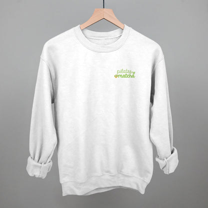 Pilates and Matcha Minimalist graphic crewneck sweatshirt in White