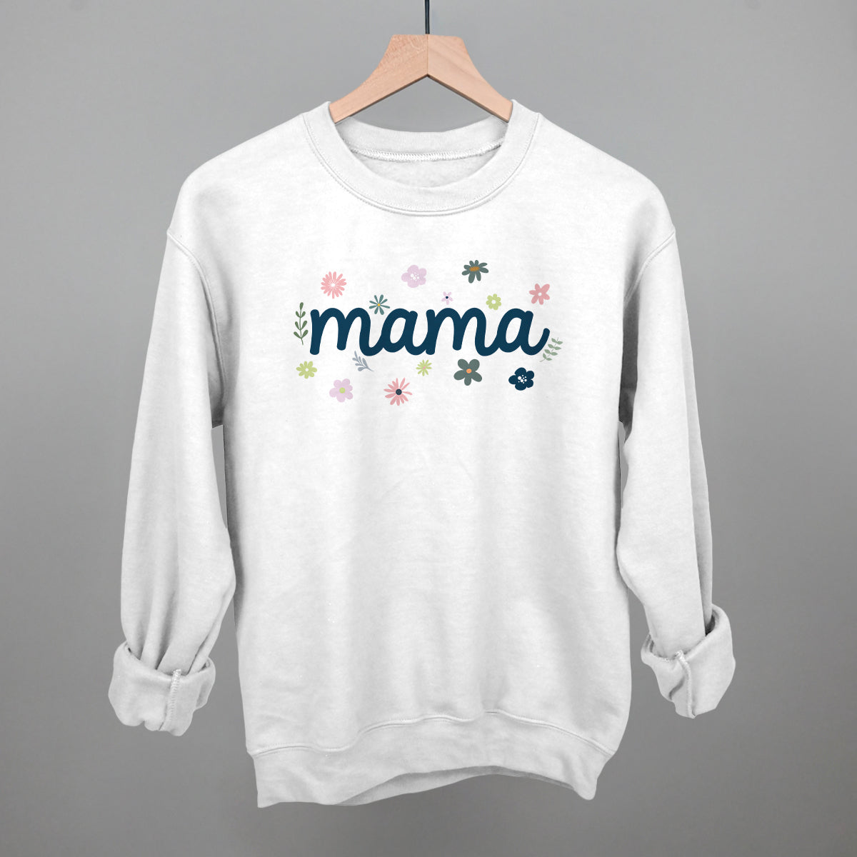 Mama Dainty Floral graphic crewneck sweatshirt in White