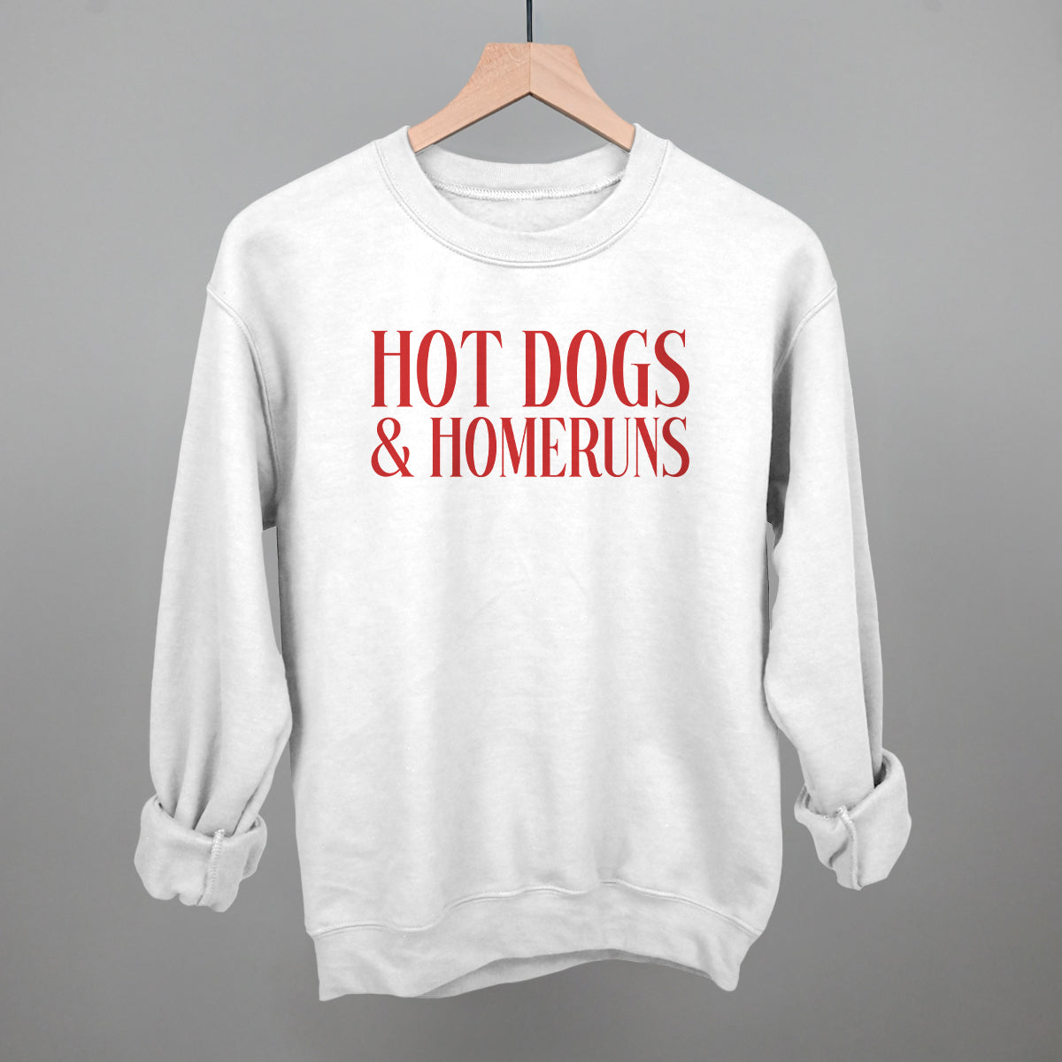 Hot Dogs & Homeruns Baseball graphic crewneck sweatshirt in White