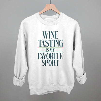 Wine Tasting Is My Favorite Sport graphic crewneck sweatshirt in White