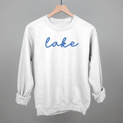 Lake Life Script graphic crewneck sweatshirt in White