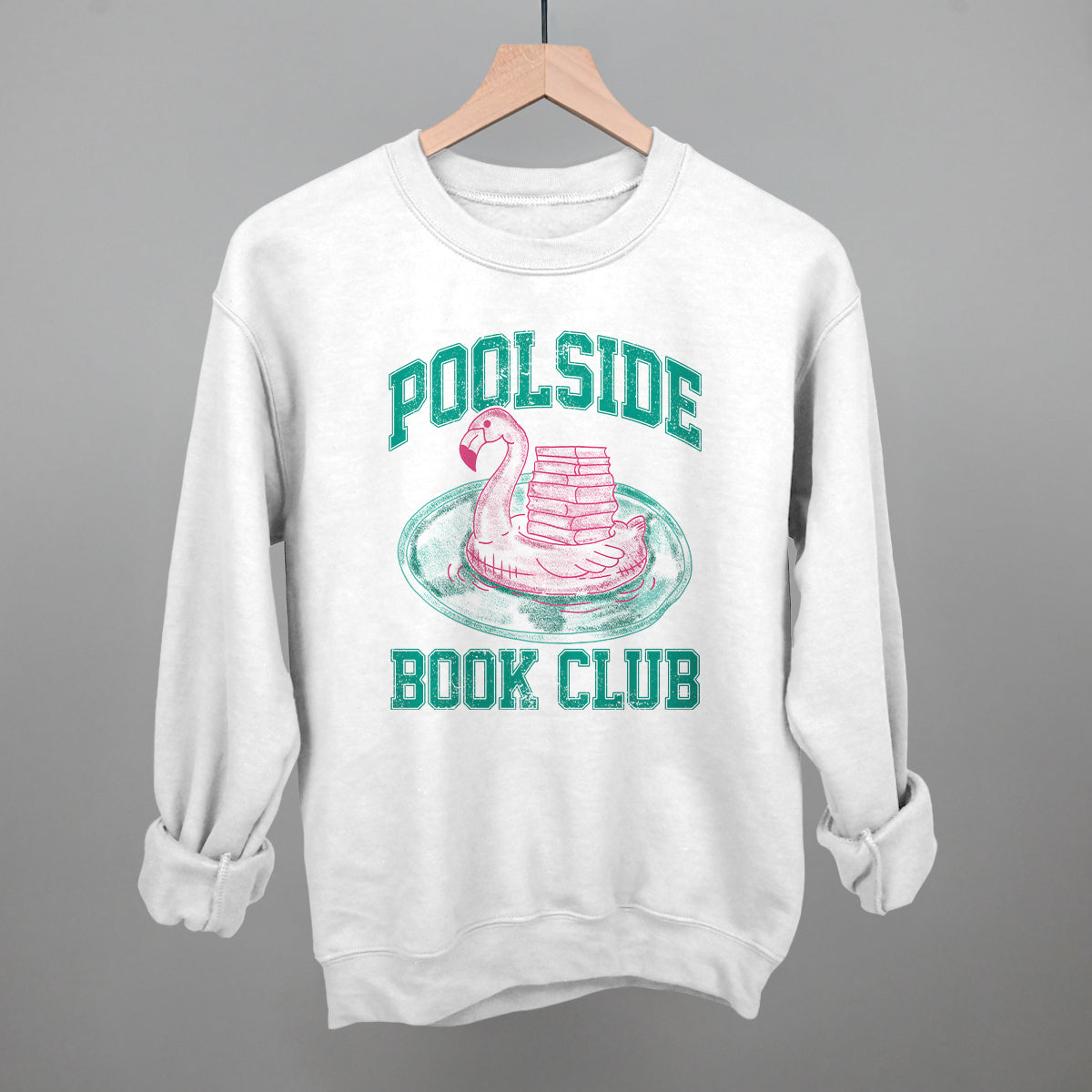 Poolside Book Club (Pink + Teal) Funny Sweatshirt in White – Ivy + Cloth