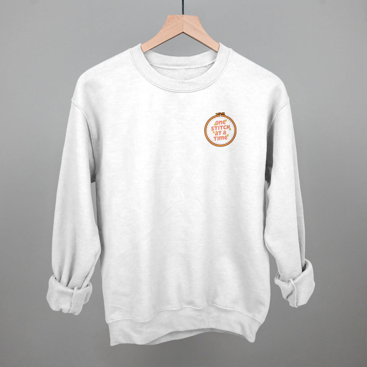 One Stitch At A Time Sewing graphic crewneck sweatshirt in White