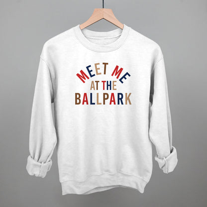 Meet Me At The Ballpark Baseball graphic crewneck sweatshirt in White