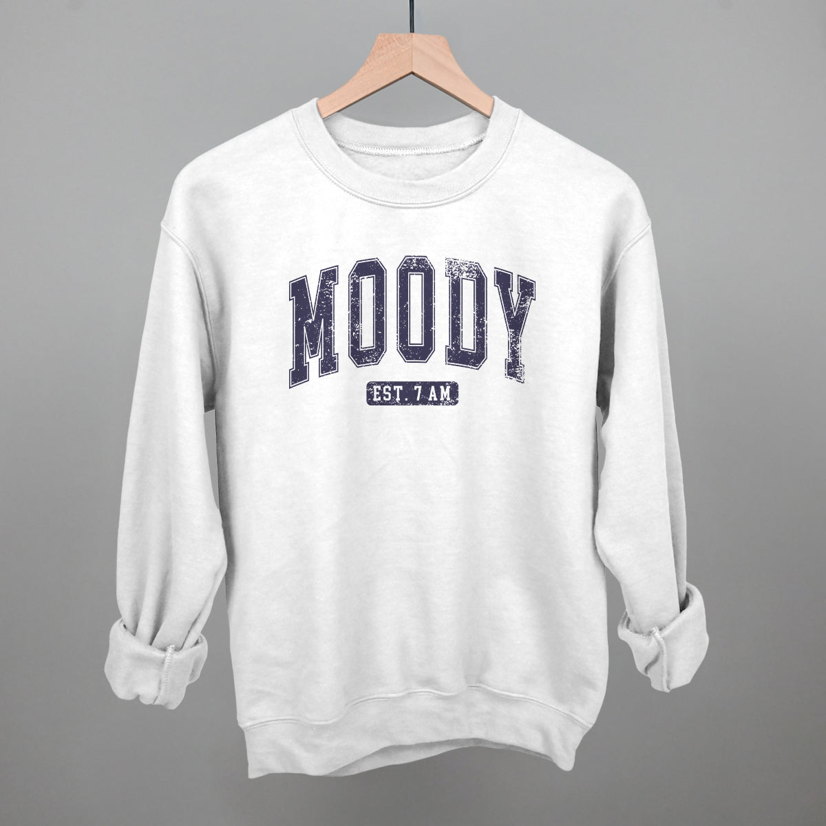 Moody Est. 7 AM graphic crewneck sweatshirt in White