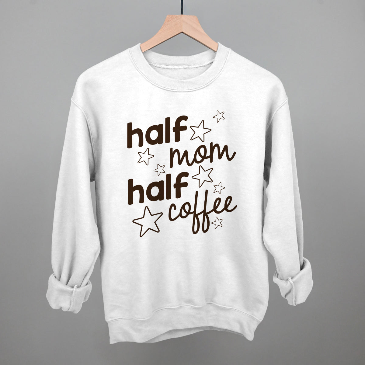 Half Mom Half Coffee Stars Funny Sweatshirt in White – Ivy + Cloth