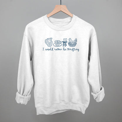 I Would Rather Be Thrifting graphic crewneck sweatshirt in White