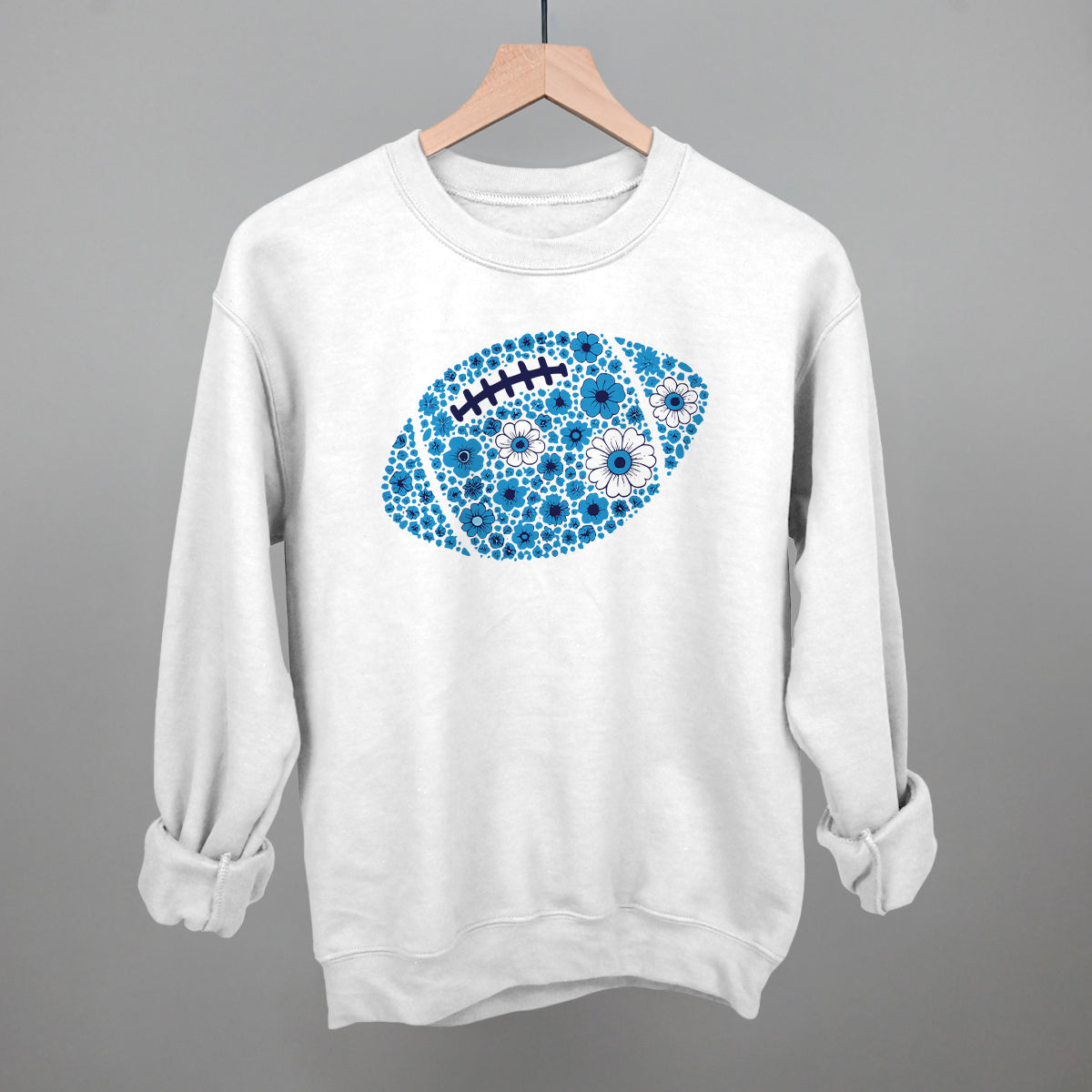 Floral Football Blue Funny Sweatshirt in White – Ivy + Cloth