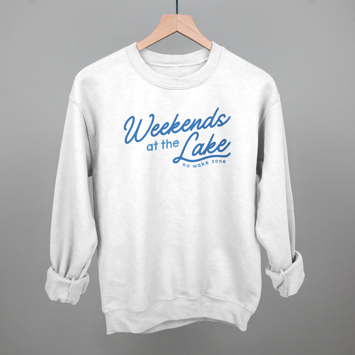 Weekends At The Lake Blue Funny Sweatshirt in White – Ivy + Cloth