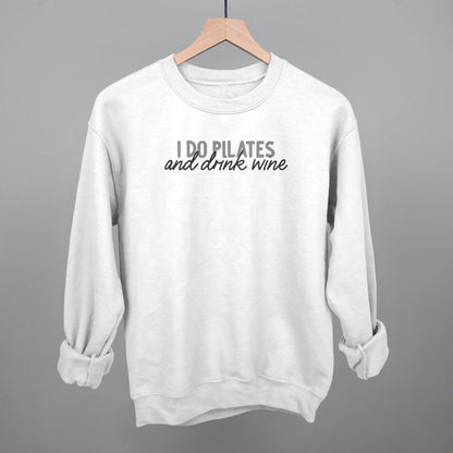 I Do Pilates and Drink Wine graphic crewneck sweatshirt in White