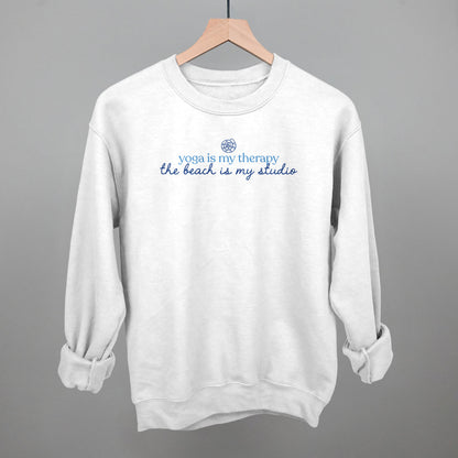The Beach Is My Yoga Studio graphic crewneck sweatshirt in White