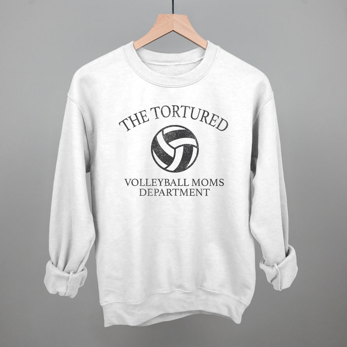 The Tortured Volleyball Moms Department Funny Sweatshirt in White – Ivy + Cloth
