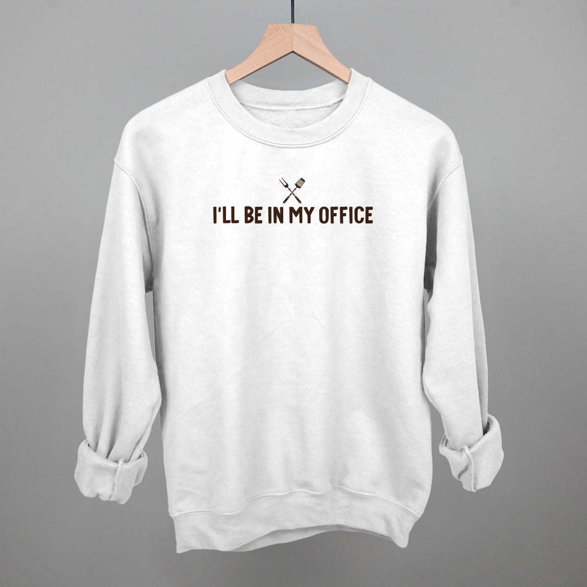 I'll Be In My Office Grilling graphic crewneck sweatshirt in White