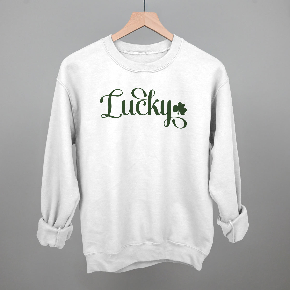 Lucky Script + Clover Funny Sweatshirt in White – Ivy + Cloth