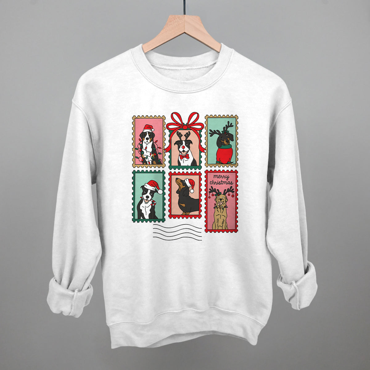 Dog Christmas Stamps Doodle Funny Sweatshirt in White – Ivy + Cloth