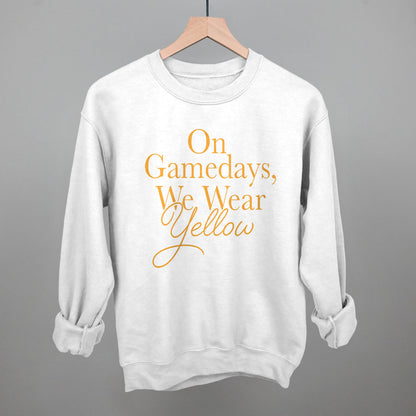 On Game Days We Wear Yellow Football graphic crewneck sweatshirt in White