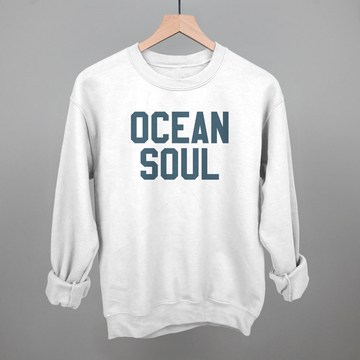 Ocean Soul Beach graphic crewneck sweatshirt in White