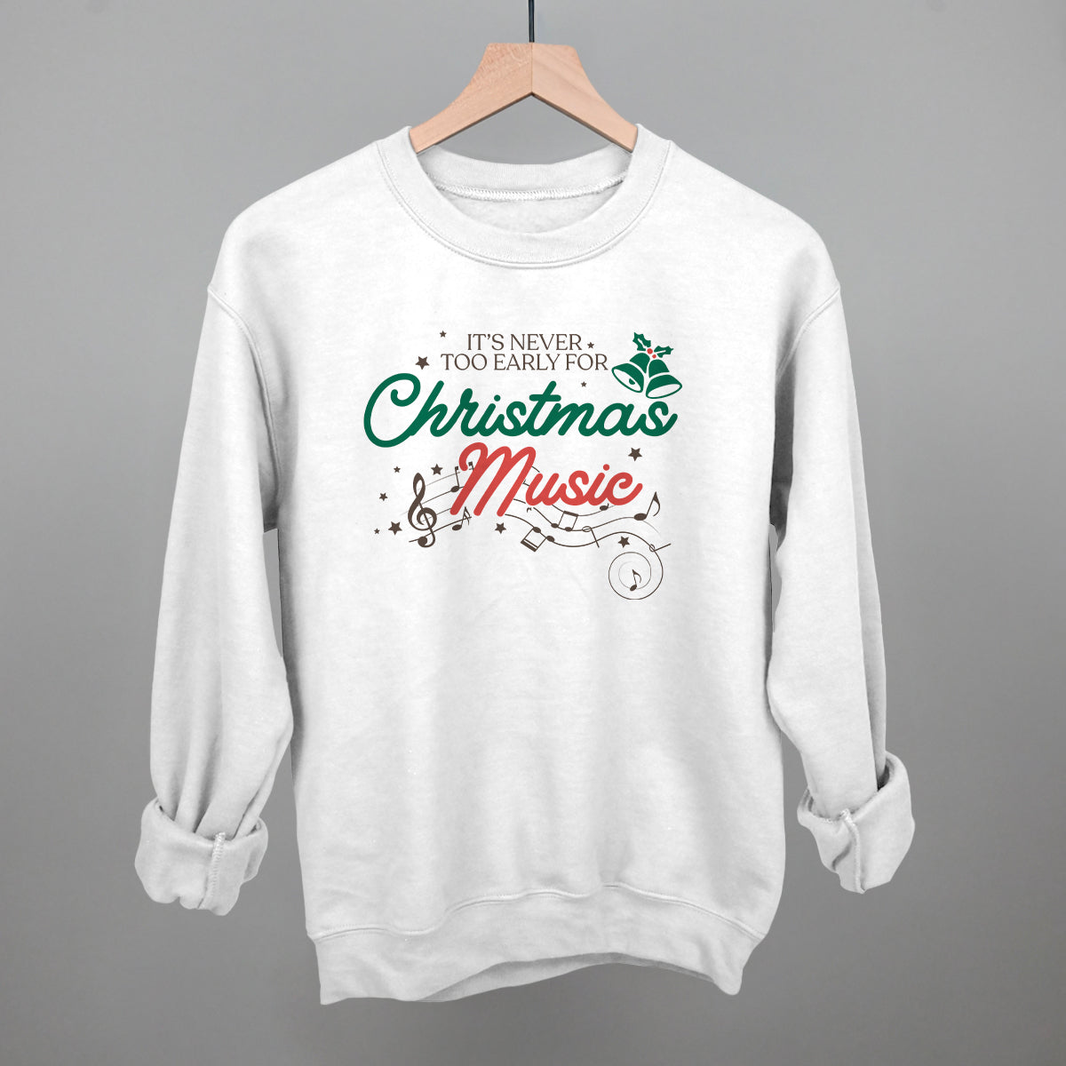 It's Never Too Early For Christmas Music Doodle Funny Sweatshirt in White – Ivy + Cloth