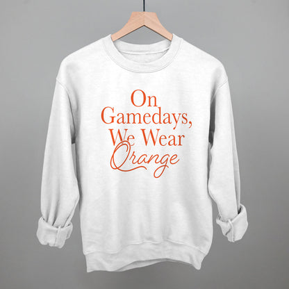 On Game Days We Wear Orange Football graphic crewneck sweatshirt in White