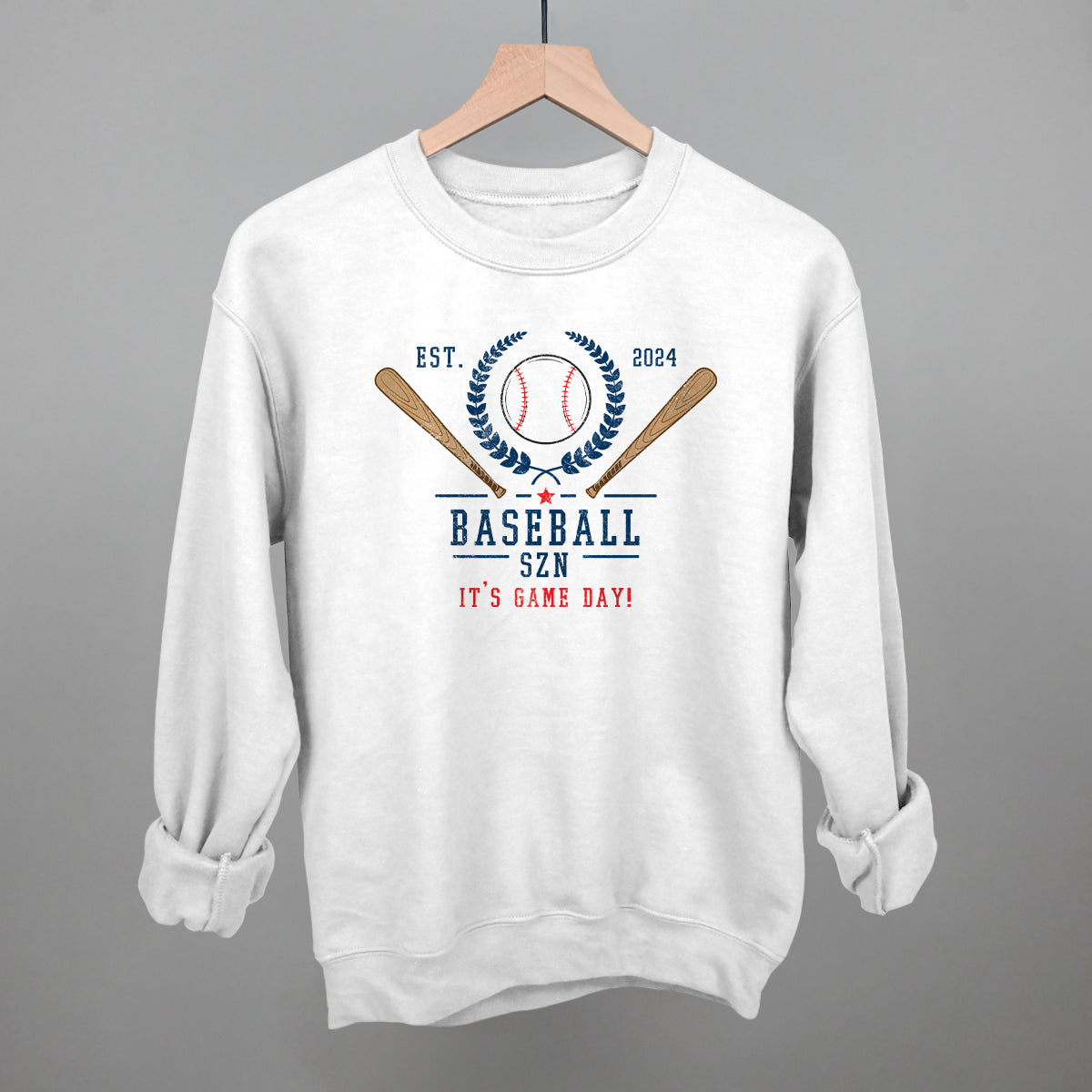 Baseball Szn Funny Sweatshirt in White – Ivy + Cloth