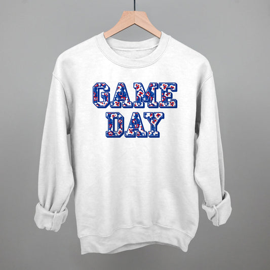 Buffalo Floral Game Day Football graphic crewneck sweatshirt in White