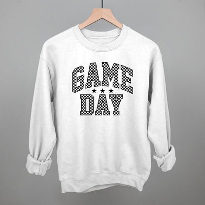 Game Day Checkered Arch Funny Sweatshirt in White – Ivy + Cloth