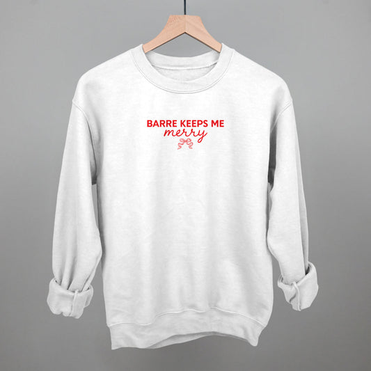 Barre Keeps Me Merry Funny Sweatshirt in White – Ivy + Cloth