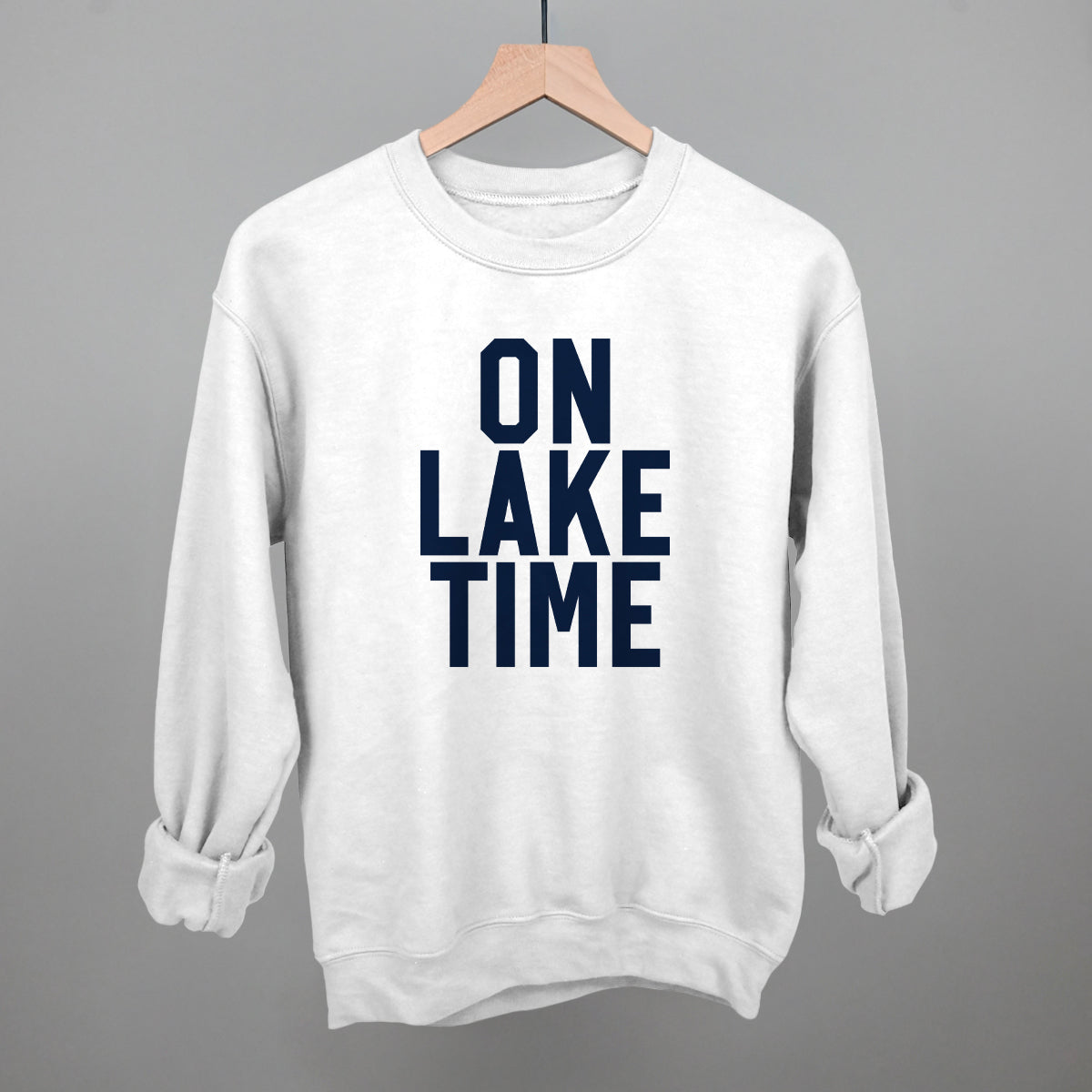 On Lake Time Block Letters Funny Sweatshirt in White – Ivy + Cloth