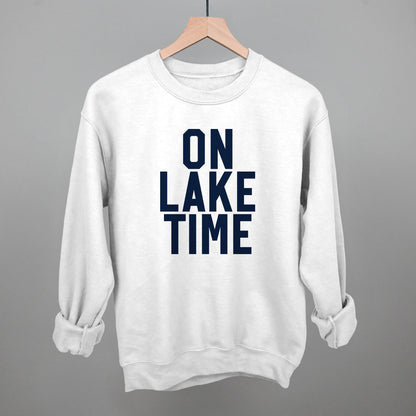 On Lake Time Block Letters Funny Sweatshirt in White – Ivy + Cloth