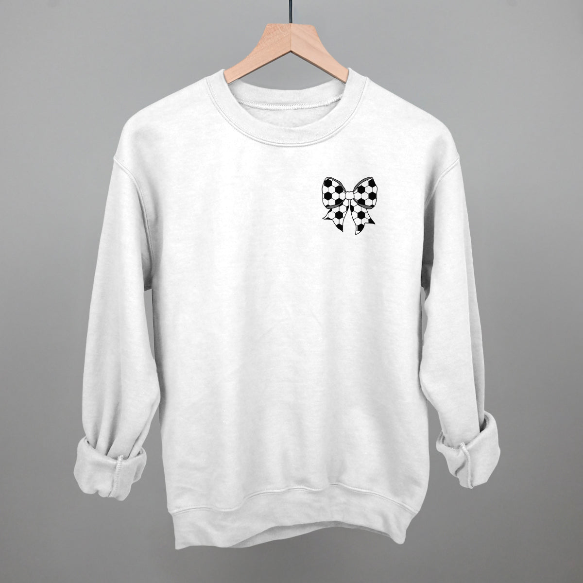 Soccer Bow (Left Chest) Funny Sweatshirt in White – Ivy + Cloth