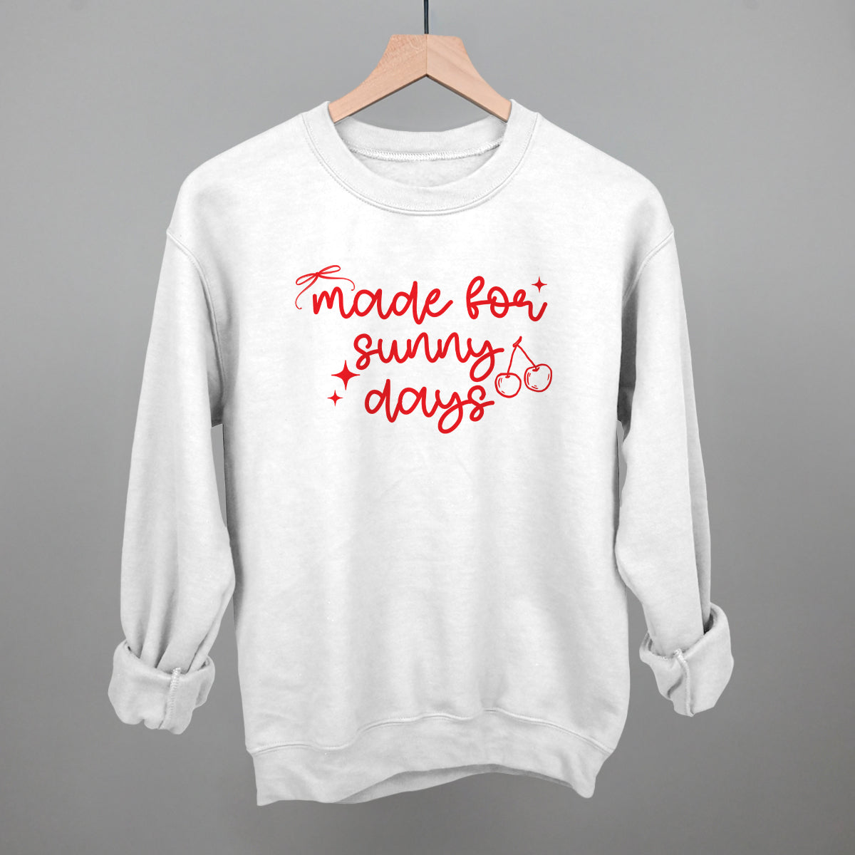 Made For Sunny Days Summer graphic crewneck sweatshirt in White