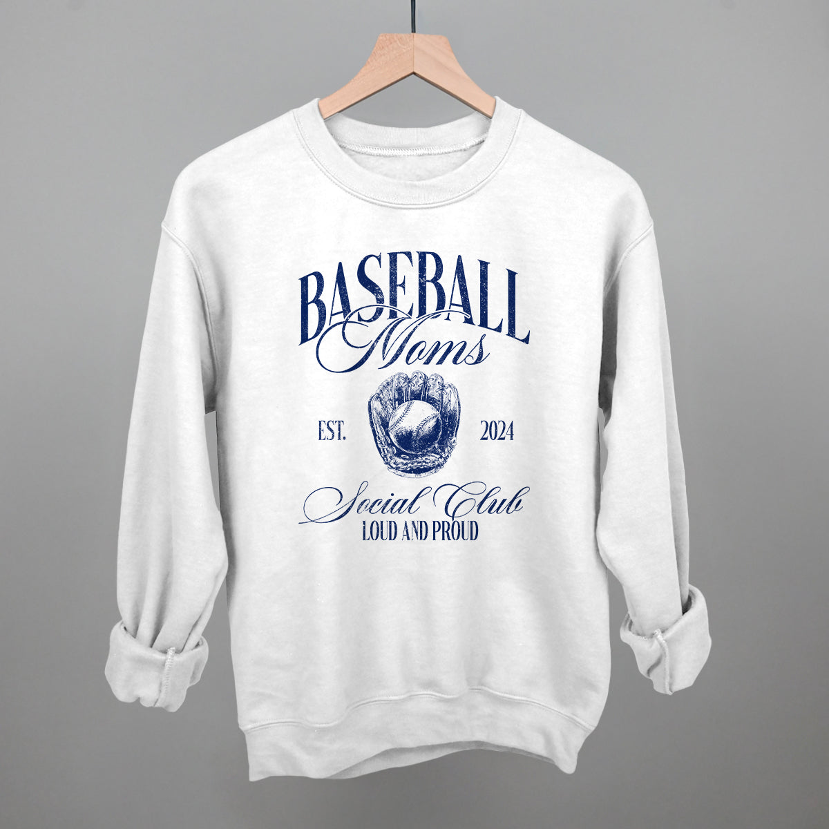 Baseball Moms Social Club graphic crewneck sweatshirt in White