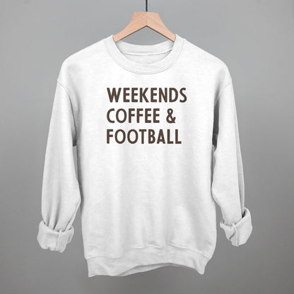 Weekends, Coffee and Football graphic crewneck sweatshirt in White