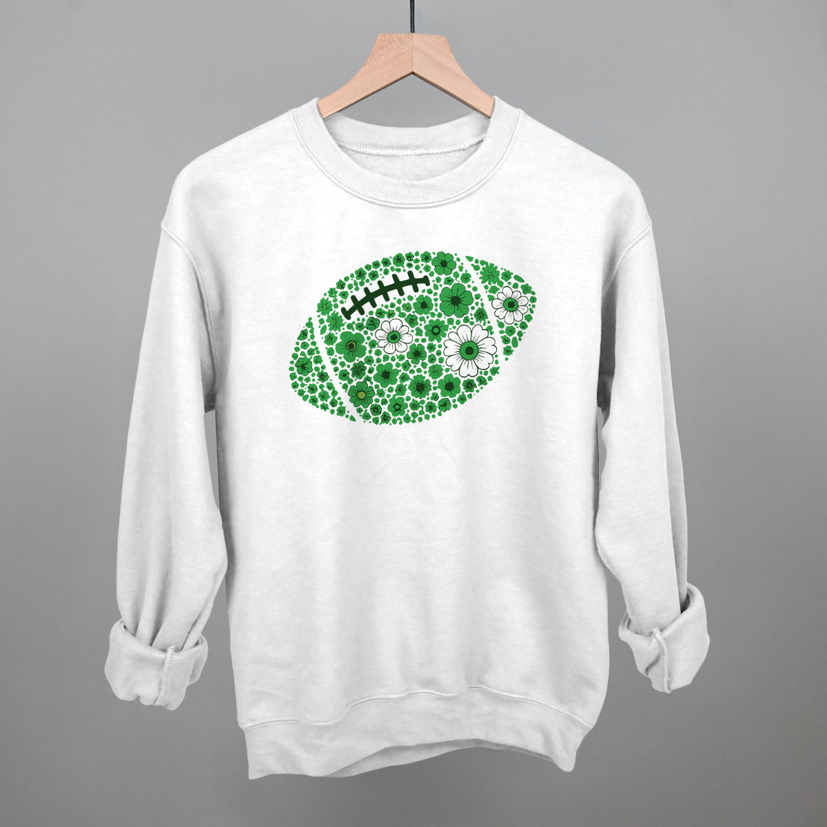 Floral Football Green Funny Sweatshirt in White – Ivy + Cloth