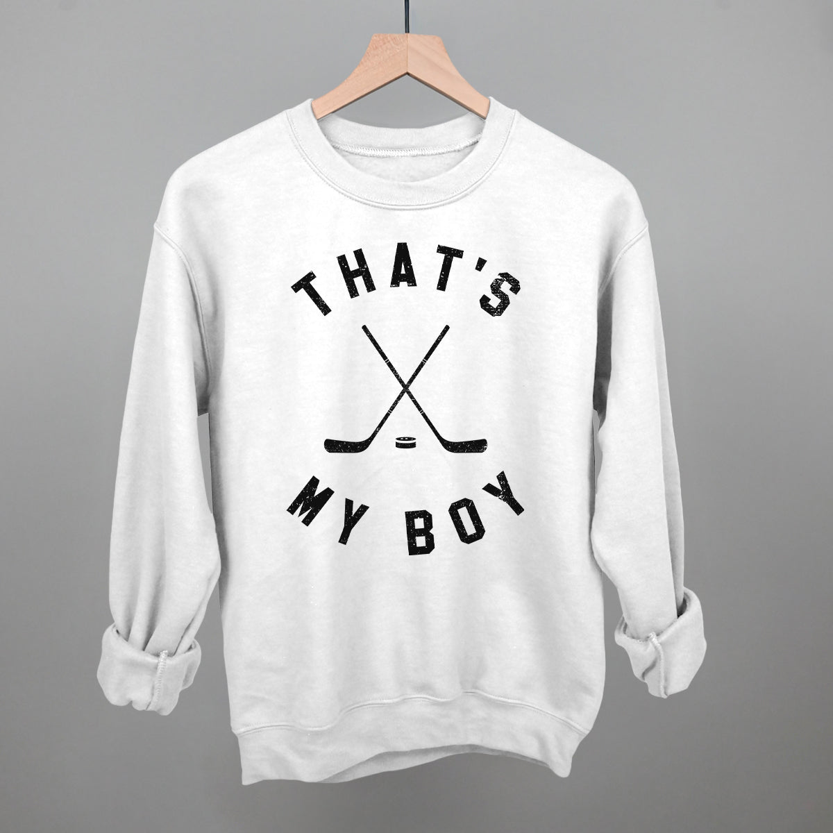 That's My Boy Hockey Funny Sweatshirt in White – Ivy + Cloth