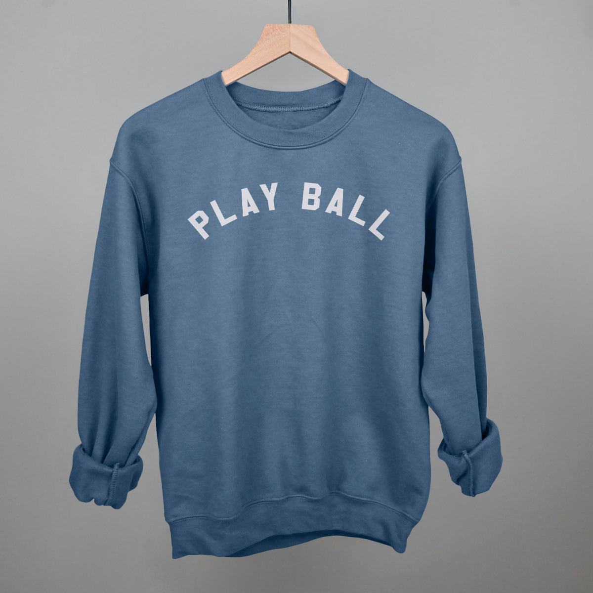 Play Ball Arc (White) Funny Sweatshirt in Indigo Blue – Ivy + Cloth