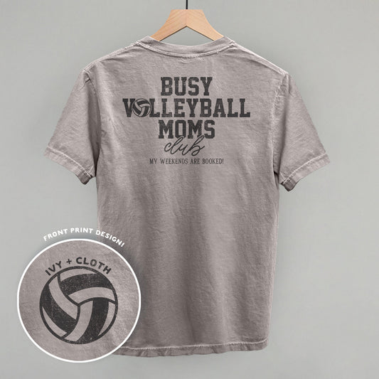 Busy Volleyball Moms Club (Back Print) Funny Comfort Colors T-Shirt in Grey – Ivy + Cloth