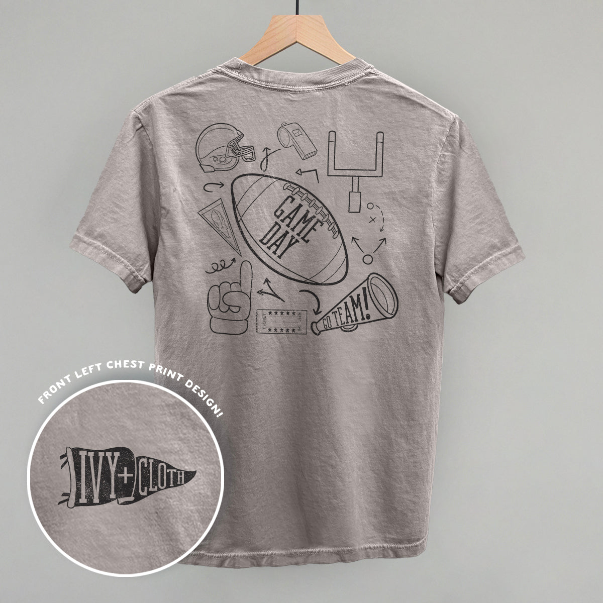 Game Day Football graphic top in Grey