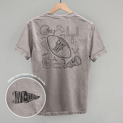 Game Day Football graphic top in Grey