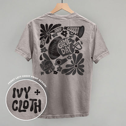 Floral Game Day Football graphic top in Grey