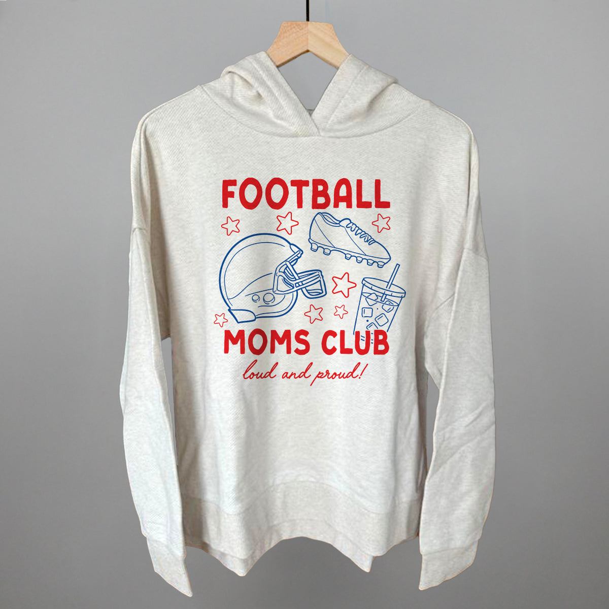 Football Moms Club Doodle Funny Terry Hoodie in Heather Almond – Ivy + Cloth