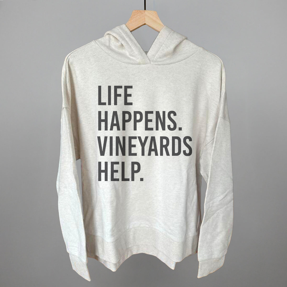 Life Happens Vineyards Help Wine graphic top in Heather Almond