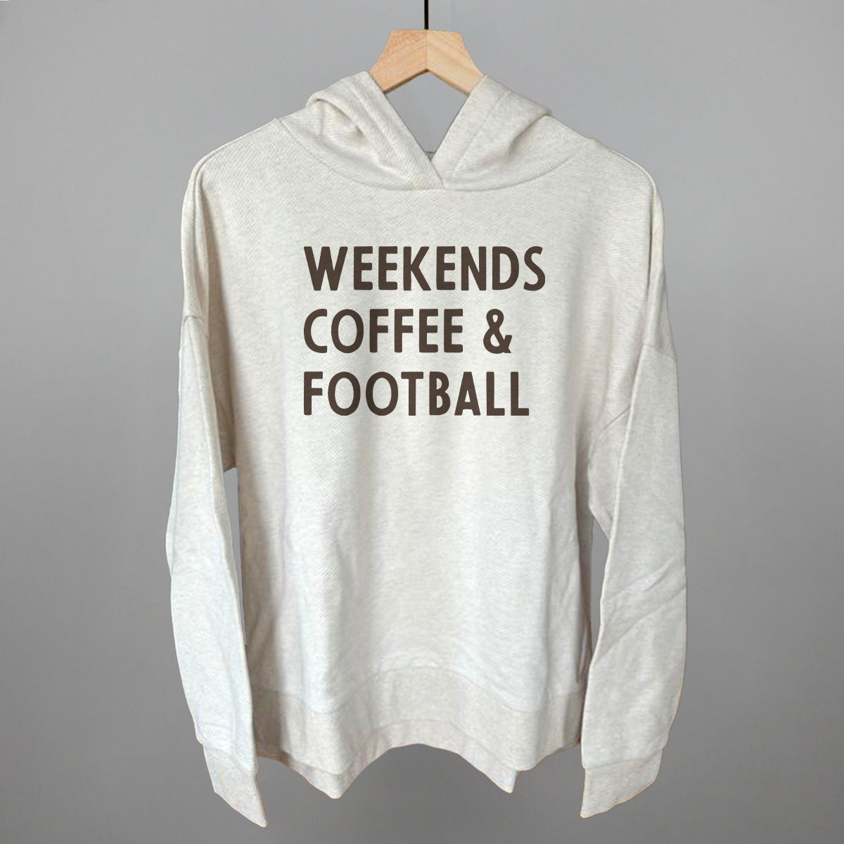 Weekends, Coffee and Football graphic top in Heather Almond