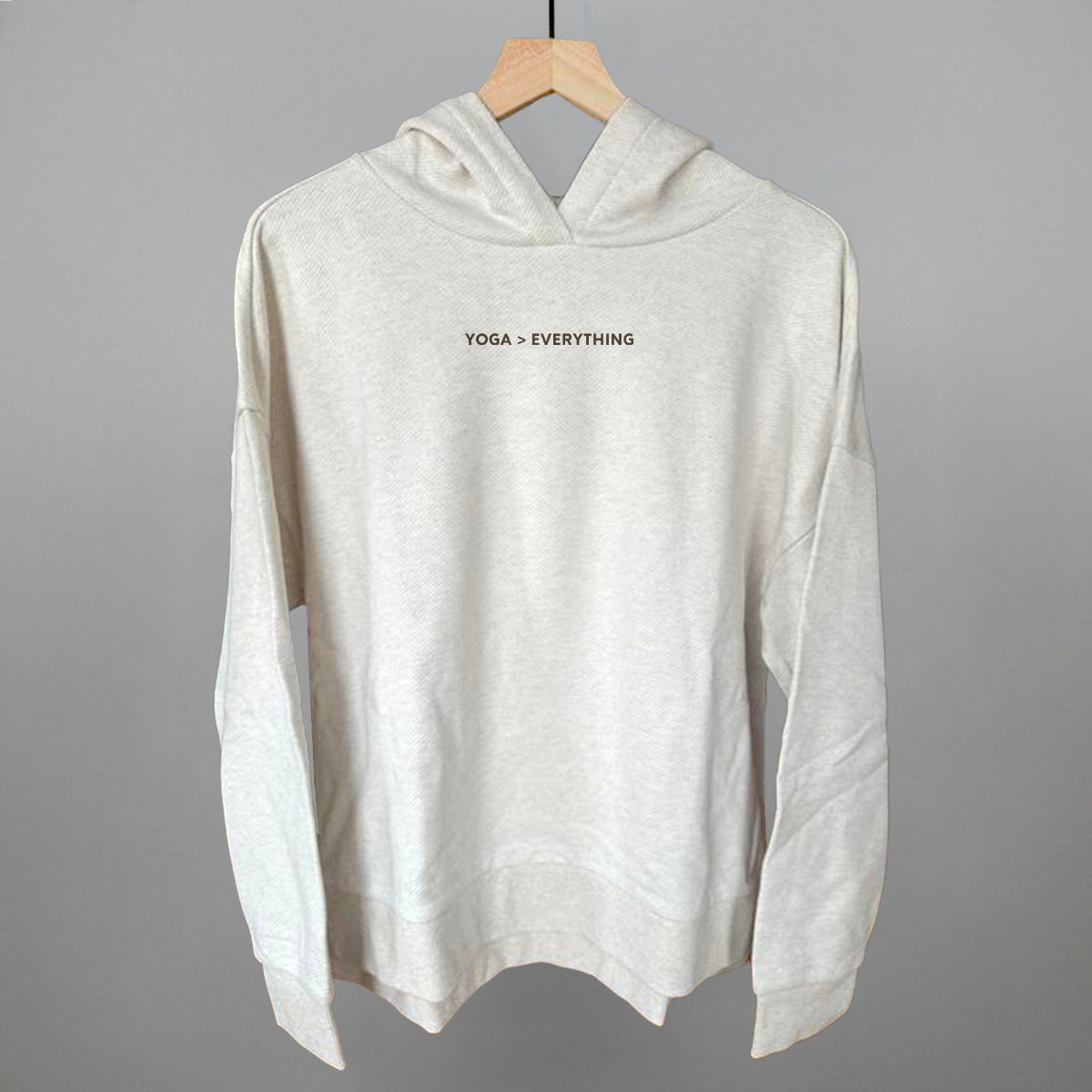 Yoga > Everything Funny Terry Hoodie in Heather Almond – Ivy + Cloth