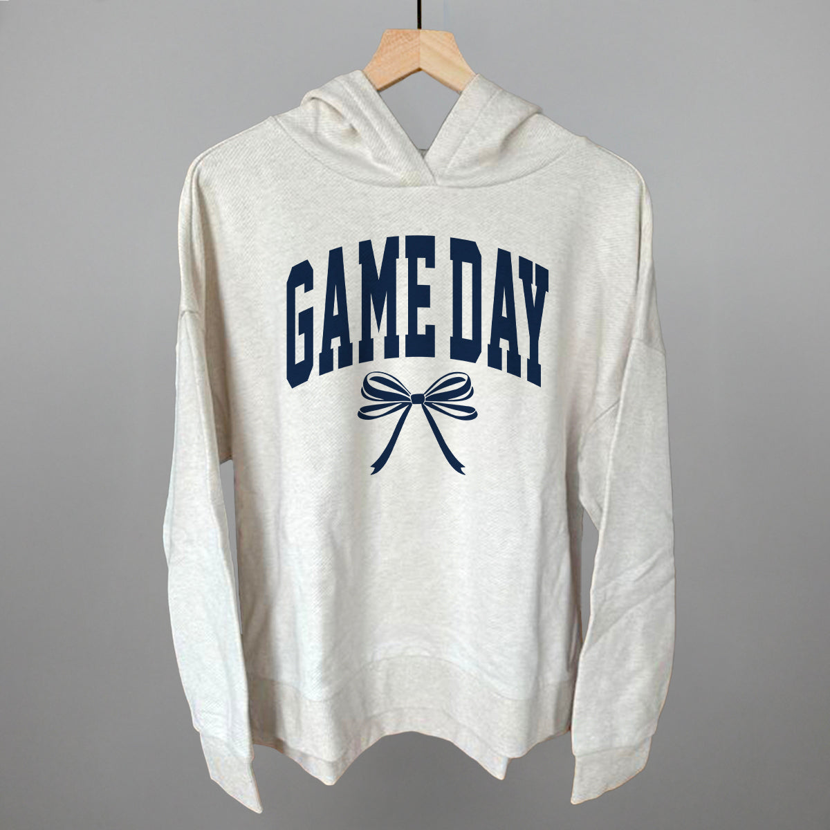 Game Day Arch And Bow Funny Terry Hoodie in Heather Almond – Ivy + Cloth