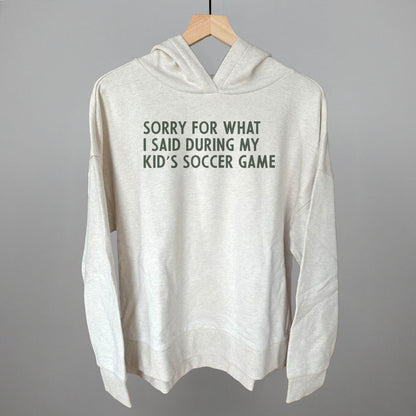Sorry For What I Said (Soccer) Funny Terry Hoodie in Heather Almond – Ivy + Cloth