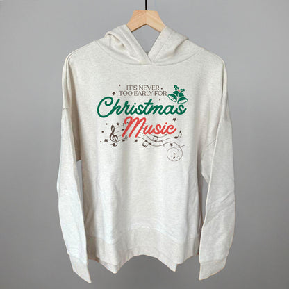 It's Never Too Early For Christmas Music Doodle Funny Terry Hoodie in Heather Almond – Ivy + Cloth