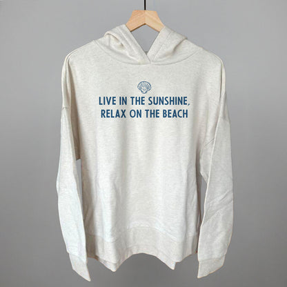 Live In The Sunshine, Relax On The Beach graphic top in Heather Almond