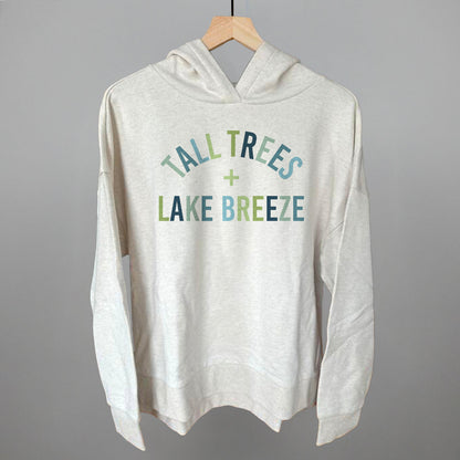 Tall Trees + Lake Breeze graphic top in Heather Almond