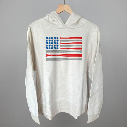 Baseball American Flag Funny Terry Hoodie in Heather Almond – Ivy + Cloth